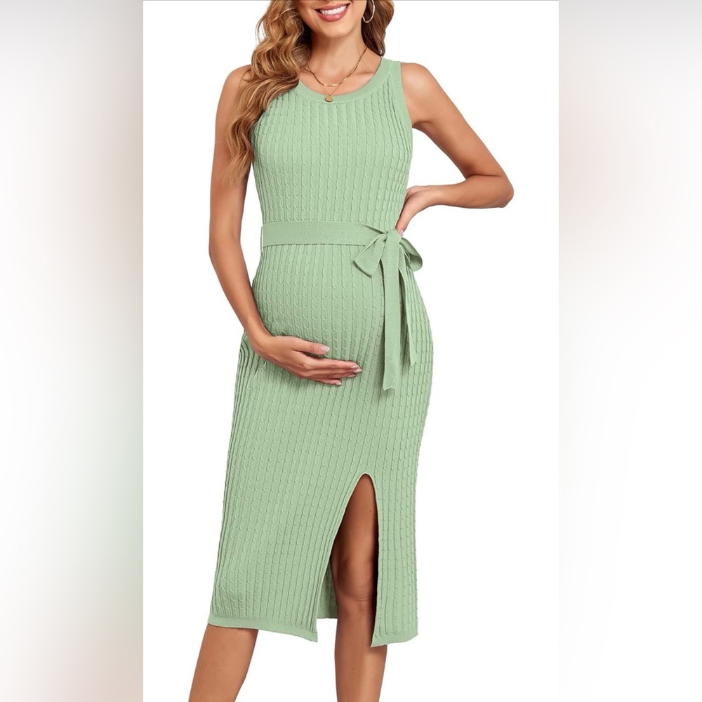 V for City Maternity/Post Pregnancy Cable Knit Slit Dress
